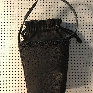 PURSE Bucket Shaped Beaded Satin Pull Purse  Mini Micro Bling Evening Bag